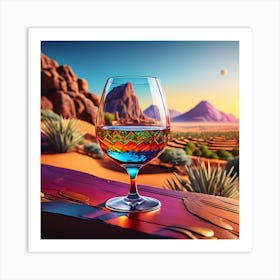 Desert Landscape With Wine Glass Art Print