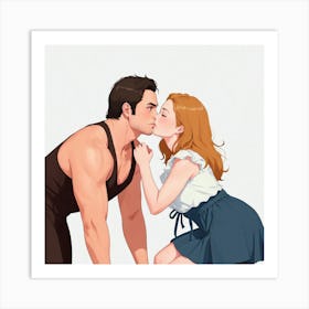 Kissing Couple 10 Art Print