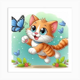 Kitten want to catch a butterfly 2 Art Print