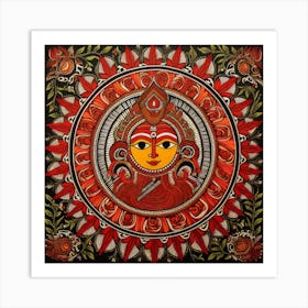 Krishna Madhubani Painting Indian Traditional Style 1 Art Print