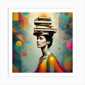 Modern Elegance in Abstract Book Stacking Art Print