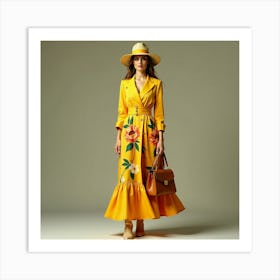 Yellow Floral Dress 1 Art Print