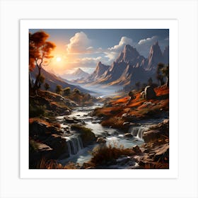 River Through The Mountains Three Art Print