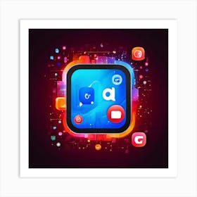 Qq Messaging Social Media Platform App Icon Logo China Communication Network Interface D (3) Art Print