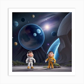 Two Astronauts In Space Art Print