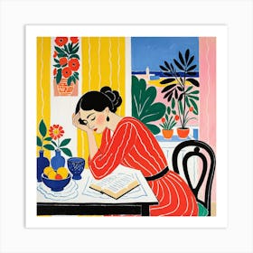 Woman Reading A Book 16 Art Print