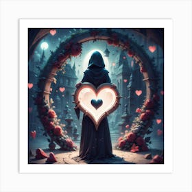 Woman With A Heart Art Print