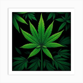 Marijuana Leaf On Black Background 3 Poster