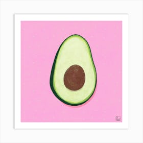 Avocado On Pink Square Art Print