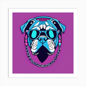 Bulldog With Headphones Art Print