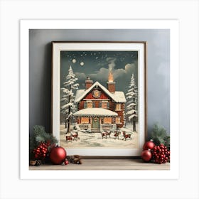 Santa'S Cabin Art Print