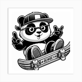 Panda Skateboarder Art Print