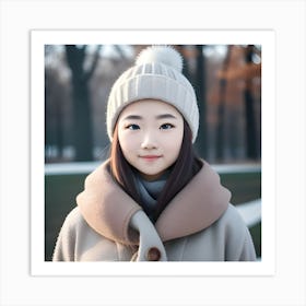 Asian Girl In Winter Art Print