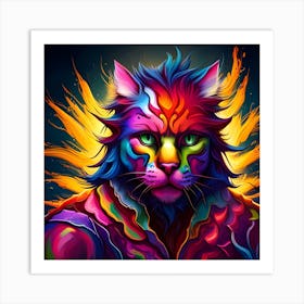 Purple Cat With Blue Eyes 9 Art Print