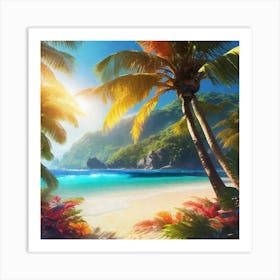 Palm Trees On The Beach 3 Art Print