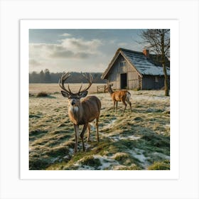 Deer In The Woods Art Print