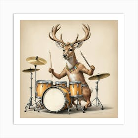 Deer Drumming 2 Art Print