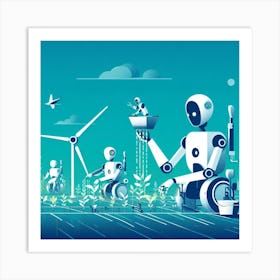 Robots In The Field 5 Art Print