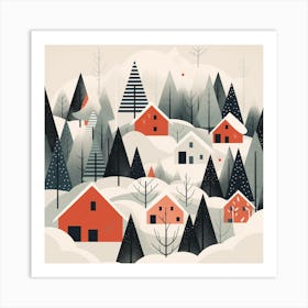 Winter Village Canvas Print Art Print