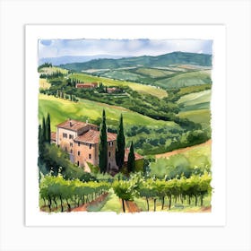 Watercolor Of Tuscany 1 Art Print