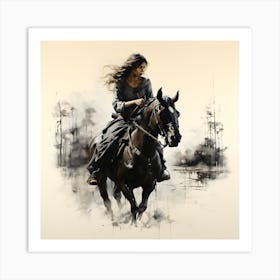 Woman Riding A Horse Art Print