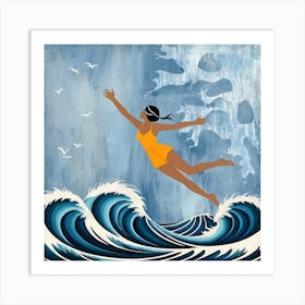 Woman In The Water Art Print