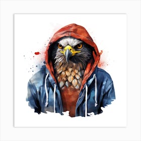 Watercolour Cartoon Falcon In A Hoodie 2 Art Print