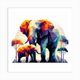 The Gracious Grazers Elephants Art Print