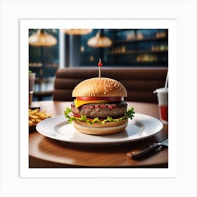 Hamburger On A Plate 22 Art Print