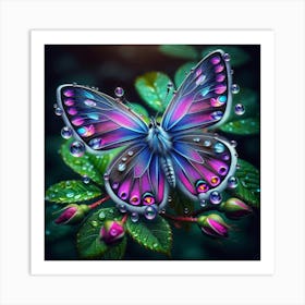 Butterfly With Raindrops Art Print