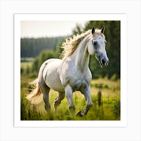 White Horse Galloping 7 Art Print