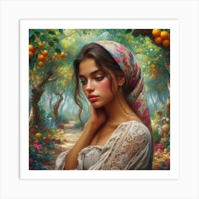 Girl In An Orange Orchard14 Art Print