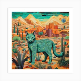 Cat In The Desert Art Print