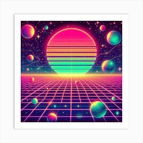 Retro Futuristic Elements,Retro Futuristic Background,Retro Futuristic Templates (4) Art Print