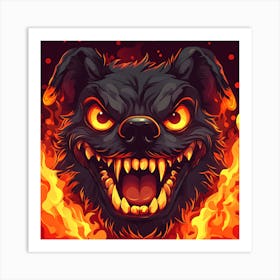 Scary Dog Emoji Dynamic Background Art Print