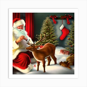 Santa Christmas Scene 1 Art Print