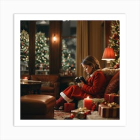 Christmas In The Living Room Art Print