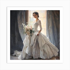 Bride By The Window Art Print