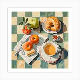 Continental Breakfast Pastel Checkerboard 1 Art Print