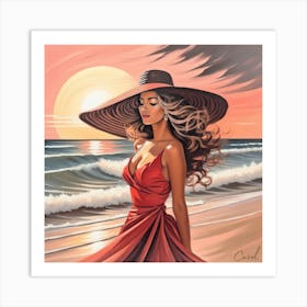 Woman On The Beach Art Print