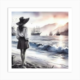 Of A Girl By The Sea Art Print