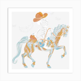 Skeleton Cowboy Riding Horse Halloween Rider Costume Art Print