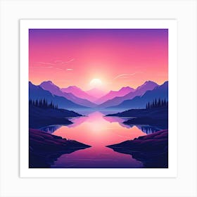 Sunset In The Mountains 3 Art Print