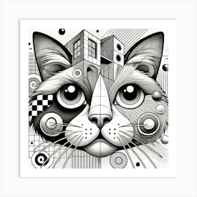 Midnight Pavement City Cat Art Print