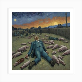 Pigs Whiskey Dreams and Squealing Realities Art Print