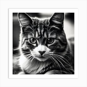 Black And White Cat 35 Art Print