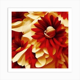 Red And Yellow Floral Sculpture Art Print