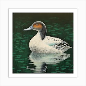 Ohara Koson Inspired Bird Painting Canvasback 2 Square Art Print