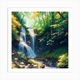 Waterfall In The Forest Art Print