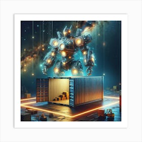 Futuristic Robot In Space Art Print